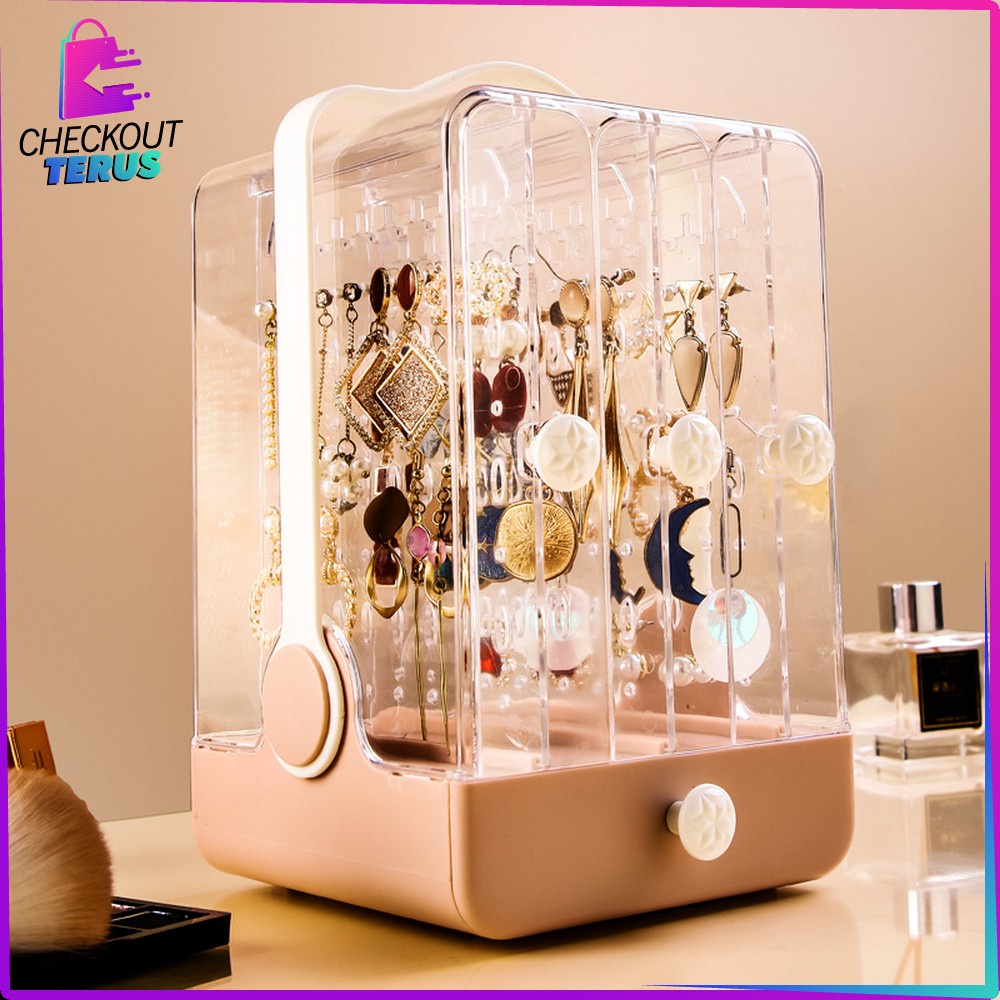 CT K17 Rak Perhiasan Anti Debu Jewelry Box Acrylic Tempat Penyimpanan Acrylic Organizer Rak Anting dan Aksesoris Wanita