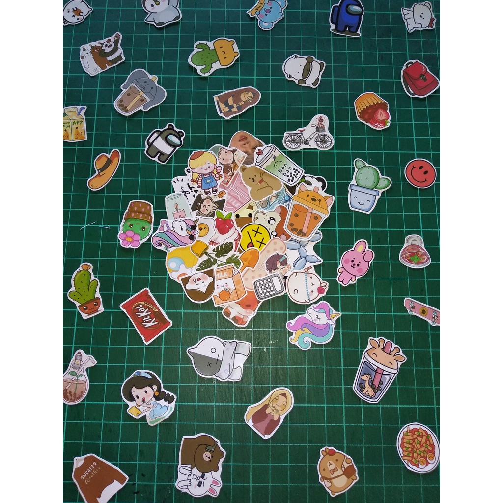 [102 pc STICKER] [50 pc STIKER] RANDOM | STICKER GLOSSY AESTHETIC | STICKER TUMBLR | STIKER HP | STIKER LAPTOP | STIKER LUCU-5