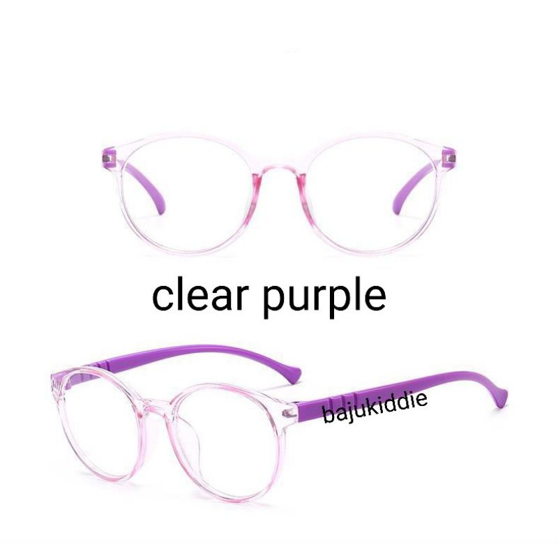 KACAMATA ANAK ANTI RADIASI GADGET COMPUTER LAPTOP HP BLUERAY BLUE LIGHT + UV PROTECTION-Clear purple