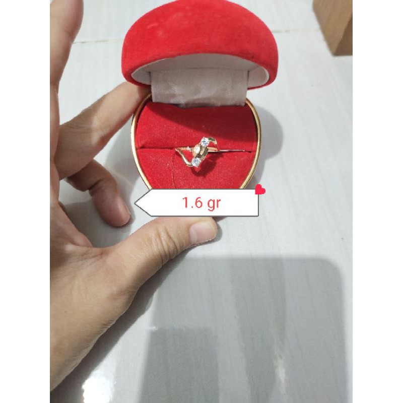 cincin emas asli mata putih size14