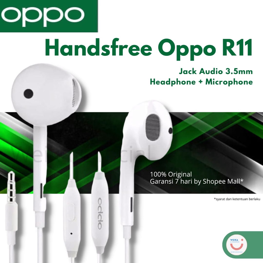 Headset Oppo R11 Headset Original 100% Handsfree OPPO Audio Jack