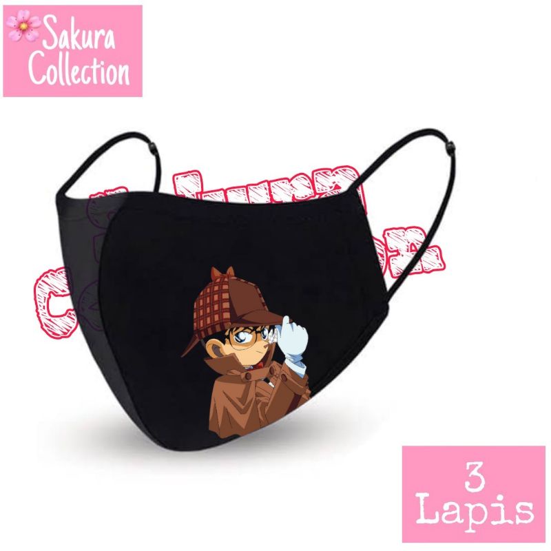 Masker Kain 3ply ANIME DETECTIVE CONAN Edogawa  KUDO SHINICHI Scuba Anak Dewasa | KN95 KF 94 EARLOOP