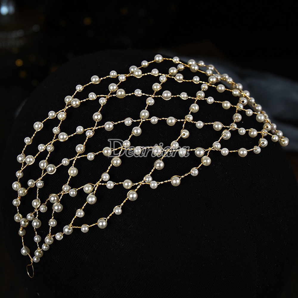 New Mesh Bridal Pearl Hairband Headdress, Wedding Dress Accessories, French Elegant Bridal Jewelry