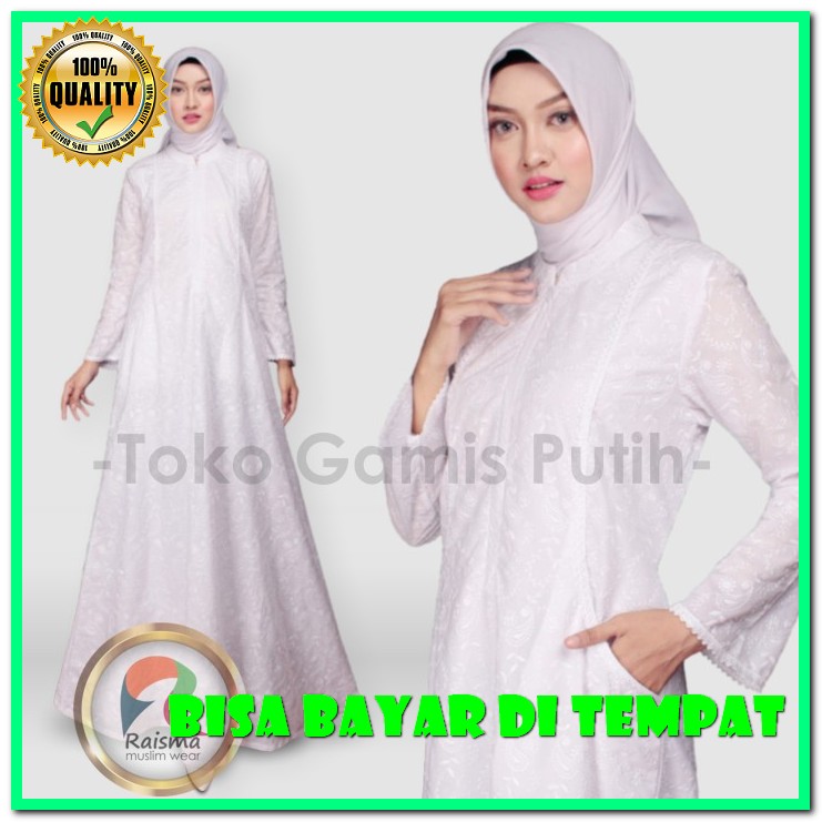  Baju Gamis Set Setelan Syari Set Setelan Jilbab Khimar Sar I Sy SB137 Putih Cantik / Warna Putih