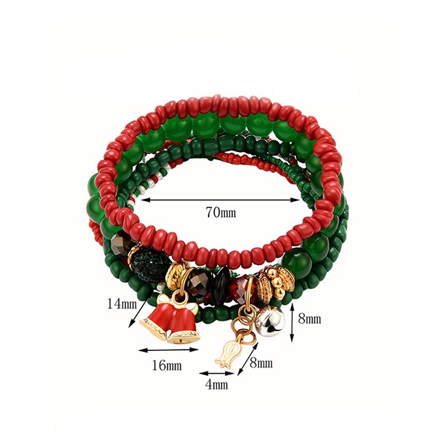 LRC Gelang Tangan Fashion Color Christmas Multi-layer Bracelet D18683