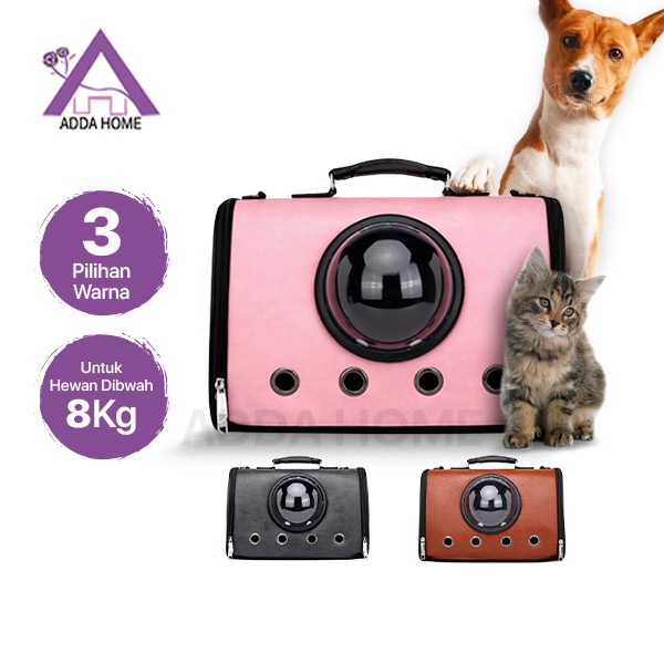 Adda Home - Tas Pet Carrier Anjing Kucing Kelinci Slempang Bahan PU Waterproof 43x25x29cm