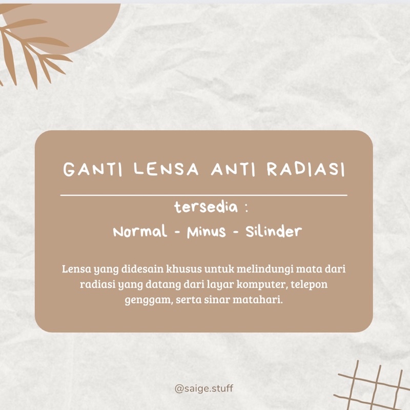 [ANTI RADIASI] Ganti Lensa Anti Radiasi / Blueray