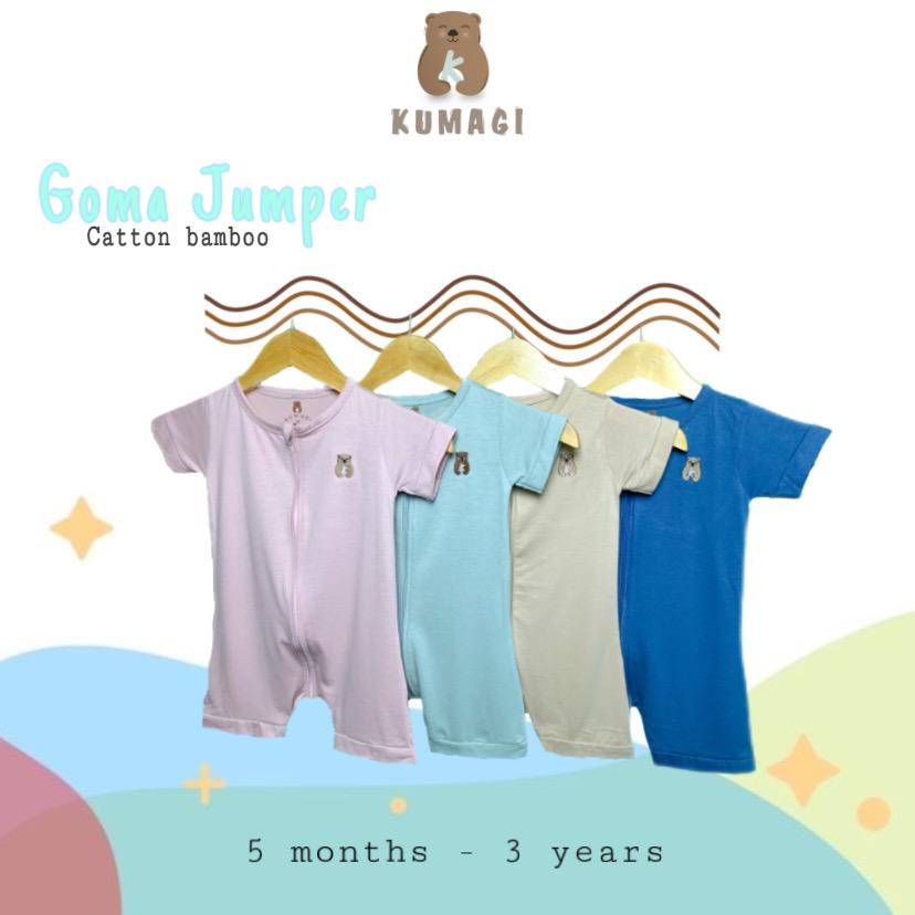 Kumagi - Jumper Goma Romper Bayi Lucu Cotton Bamboo Unisex Usia 0-3tahun Lengan pendek - Romper Baju Jumper Bahan Cotton Bamboo Anak Termurah