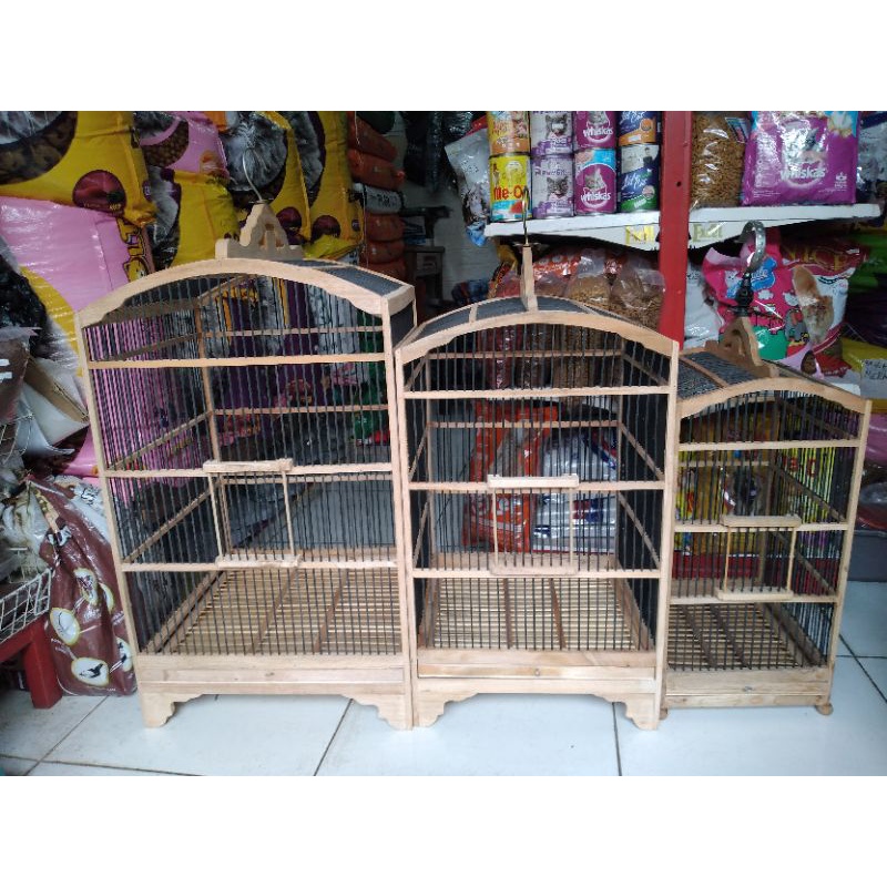 Kandang/Sangkar Burung Kotak Kayu Mentah Jari Hitam