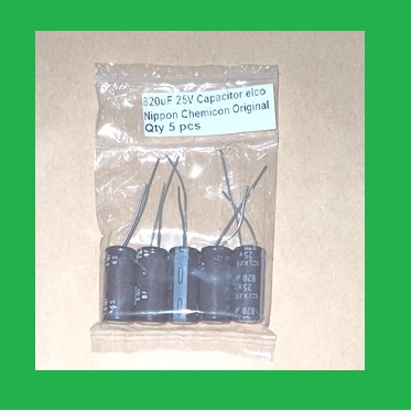 Qty 5 pcs 820uF 25V Capacitor elco Nippon Chemicon Original