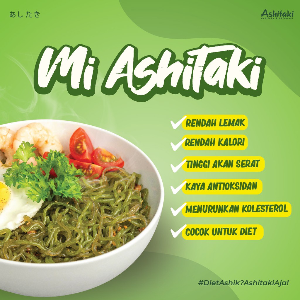 ASHITAKI Mie Shirataki - Mi Instan Diet Sehat - Ashitaba Konjac Noodle - Rendah Kalori