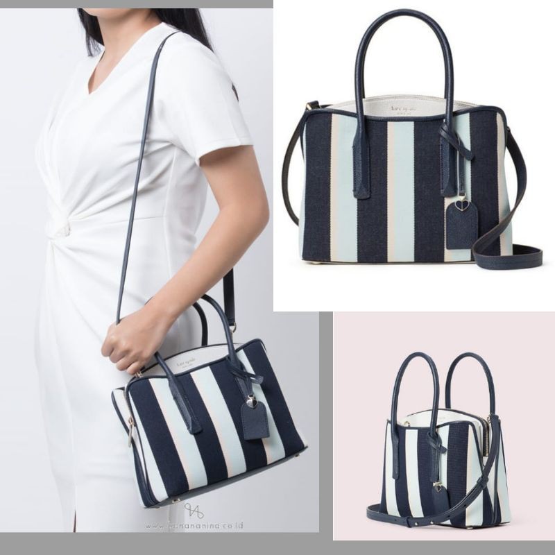 Kate Spade KS Margaux Stripe Medium Satchel Blazer Blue Multi