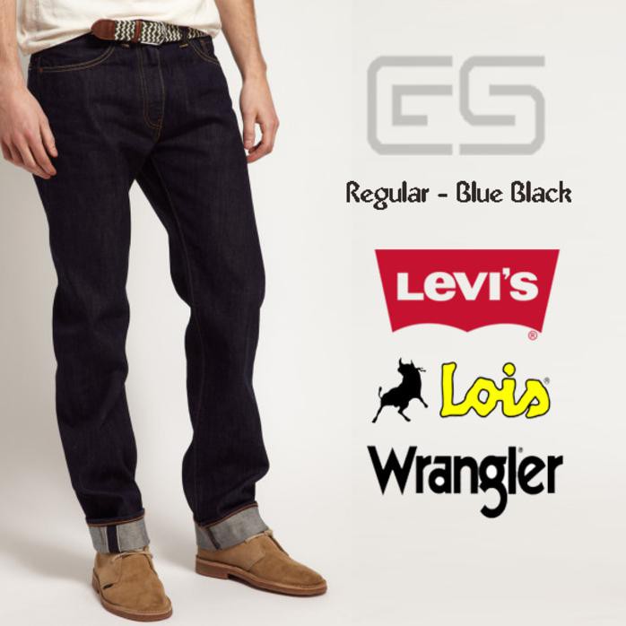 Celana Jeans Pria Regular - Blue Black - Hitam Garment - Levis - Lois Best Quality