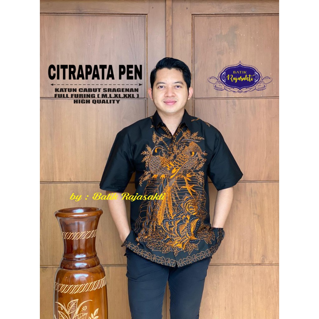 CITRAPATA PEN Kemeja Batik Pria Lengan Pendek Katun Halus FULL FURING Rajasakti