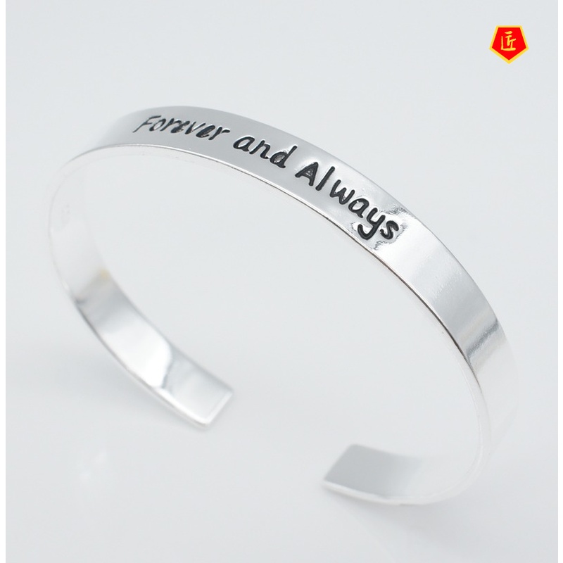 [Ready Stock]Fashion Simple Letter Silver Opening Bracelet