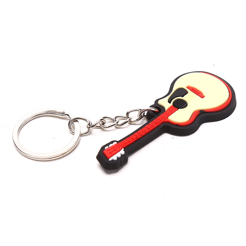 &lt; E2id &amp; &gt; Gantungan Kunci Bentuk Gitar / Piano / Saxophone Mini Bahan Silikon