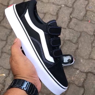  sepatu  vans  oldskool classics black white velcro perekat 