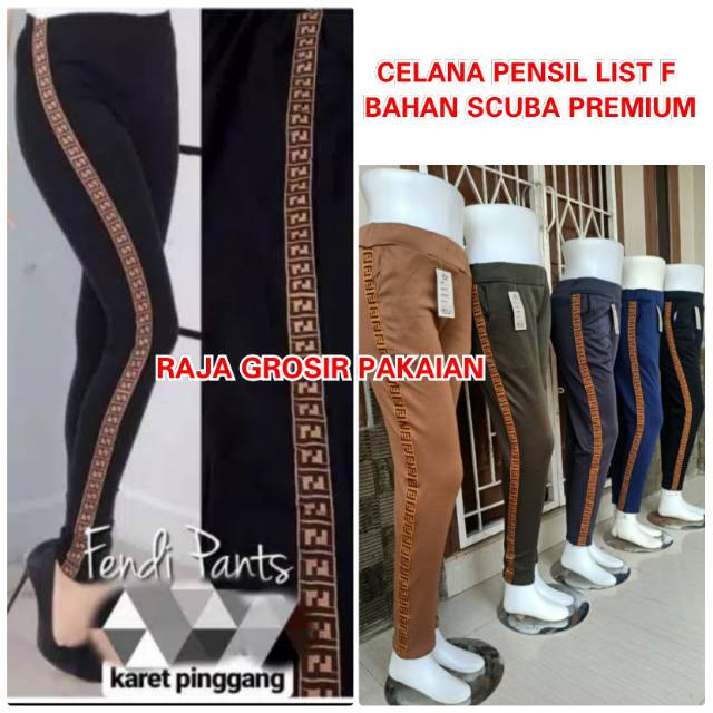 Celana Pensil List F Bahan Scuba Premium