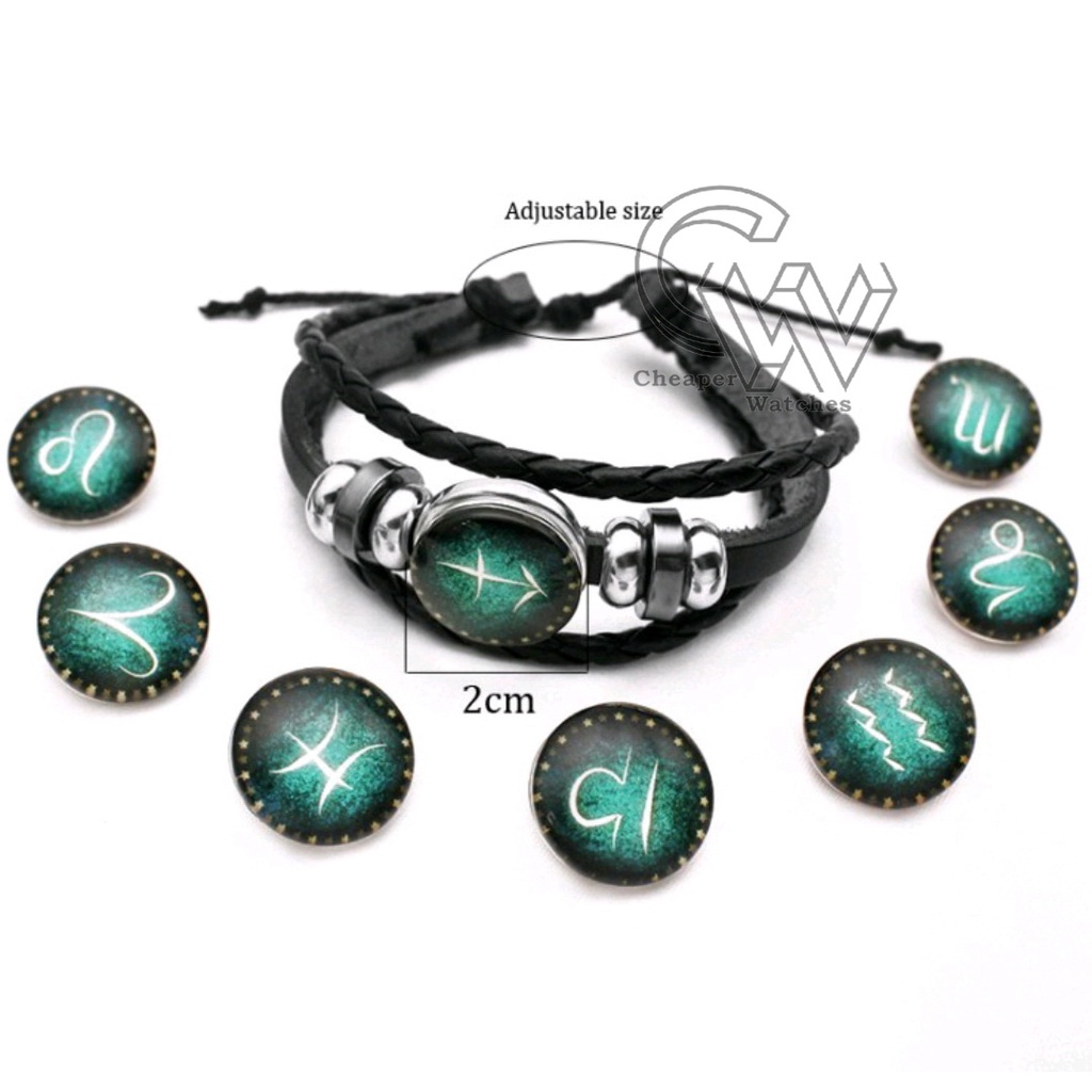 Cheaper-Gelang Zodiak Glow In The Dark Gelang Kulit Tangan Couple Unisex Cowok Cewek Fashion Korea Termurah