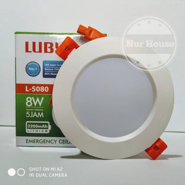 lampu downlight led luby plus emergency 8 watt L-5080 emergency panel led