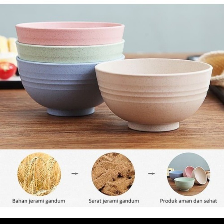 INFY - R654 Mangkok Wheat Straw Bowl | Mangkuk Plastik Microwave Warna Warni | Gandum kokoh | BPA Free