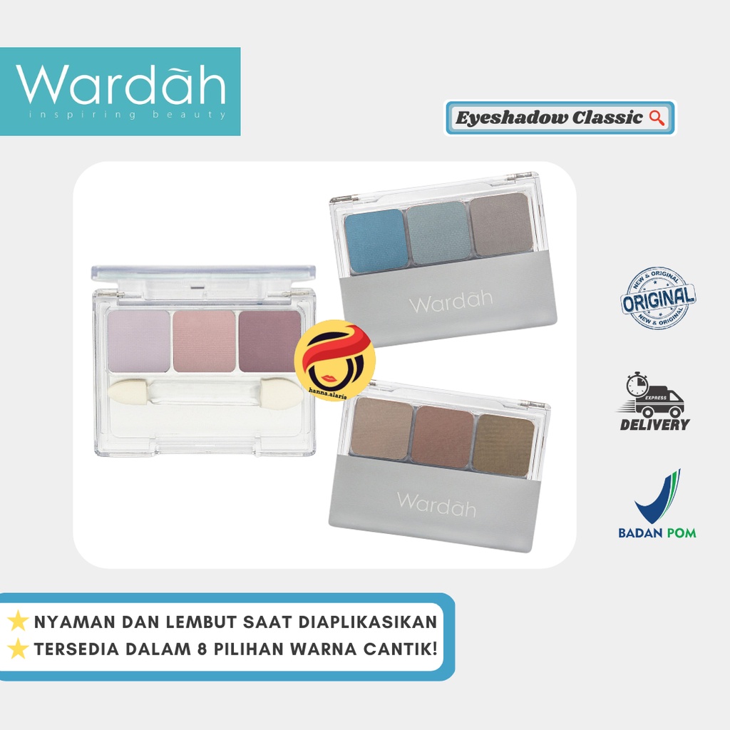 Wardah EyeShadow Classic Original 3 in 1| Eyeshadow wardah - Varian Warna Lengkap
