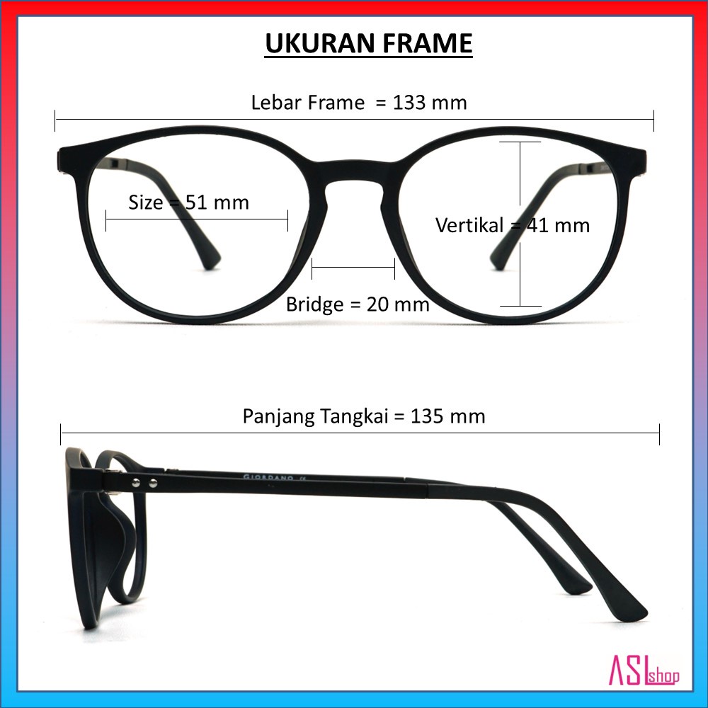 FRAME DAN KACAMATA MINUS (KODE : GIO 2148) RINGAN DAN LENTUR