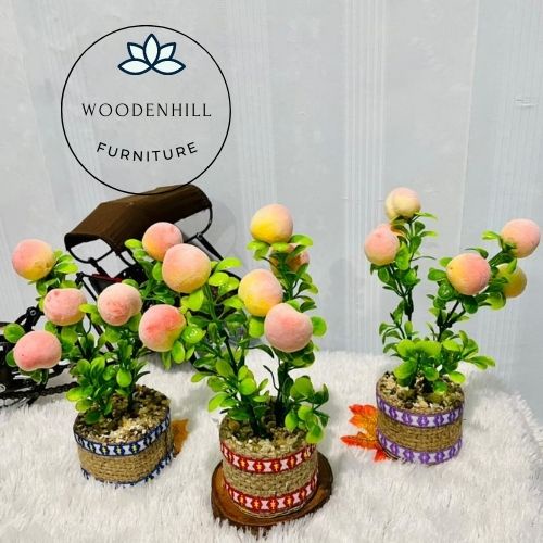 Furniture rangkaian bunga buah leci artifisial bunga plastik set pot goni klasik dan unik