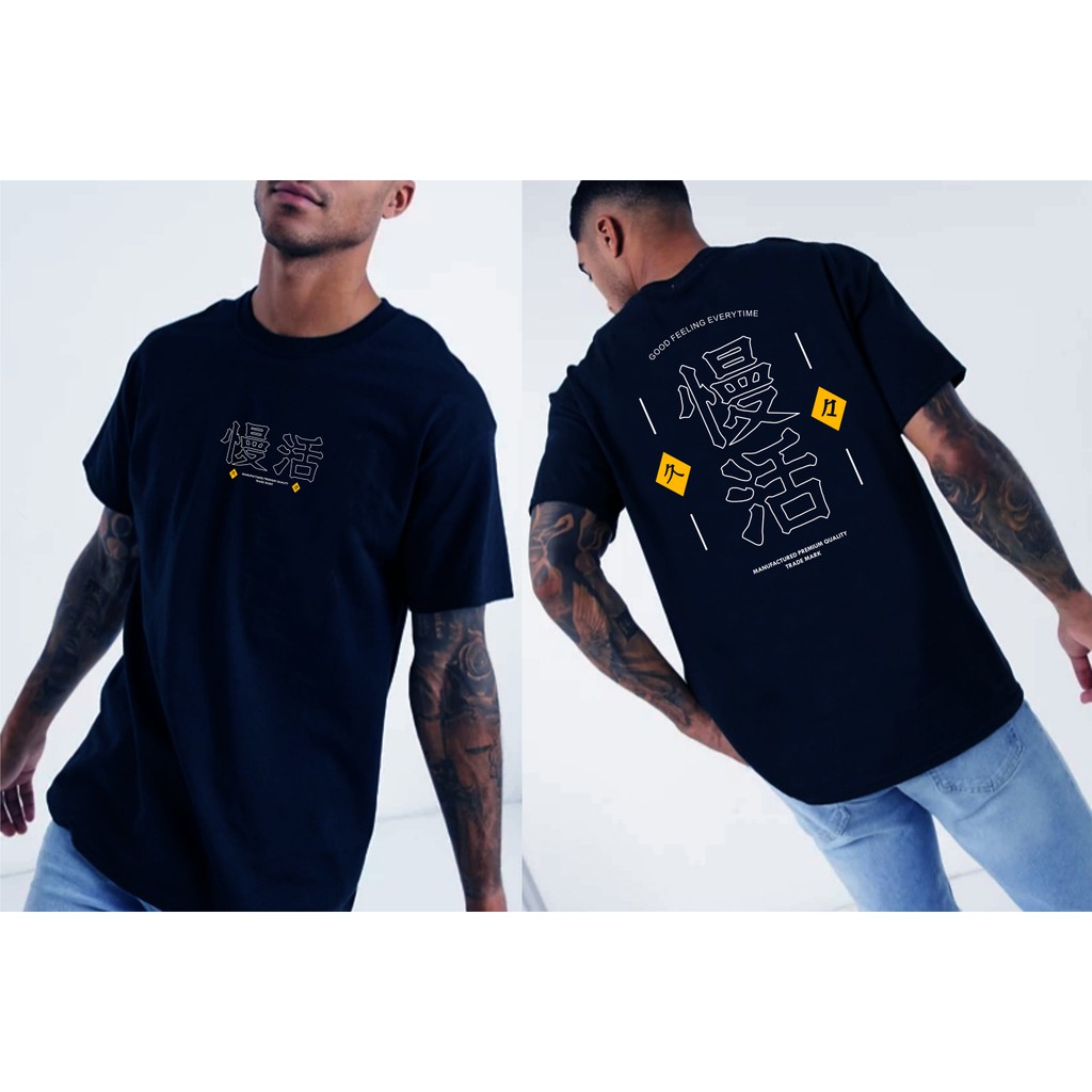 Kaos distro murah baju distro pria murah motip tulisan jepang KANJI combed24s ( COD )