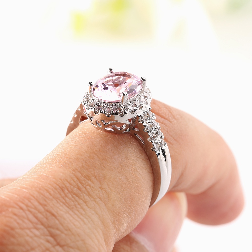 Hu Hu Hu Hu Hu Alat Bantu Pasang Kacamata♡ Cincin Kawin / Tunangan Cubic Zirconia Oval Hias Berlian Imitasi Untuk Wanita