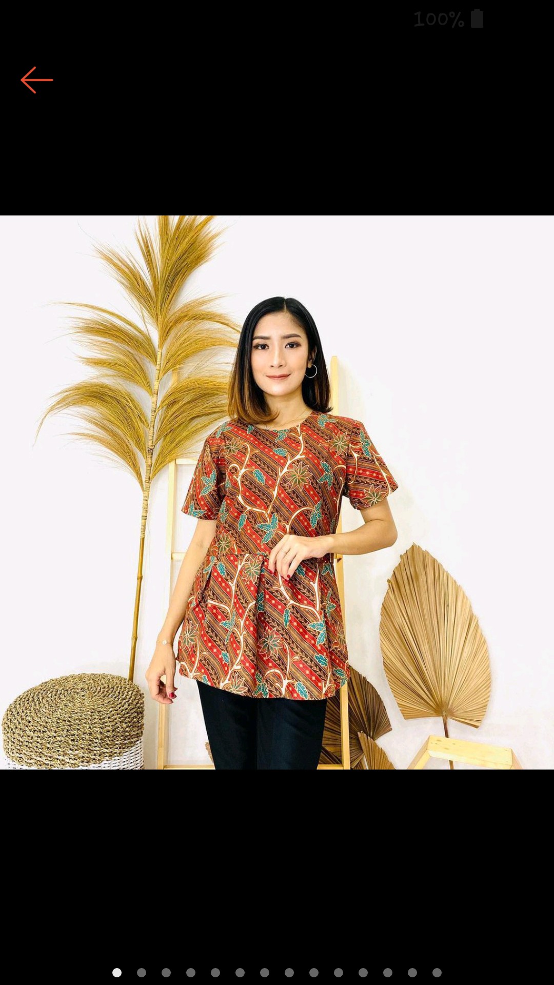 Benang Raja Atasan Batik Wanita Lengan Pendek Ukuran M L Xl