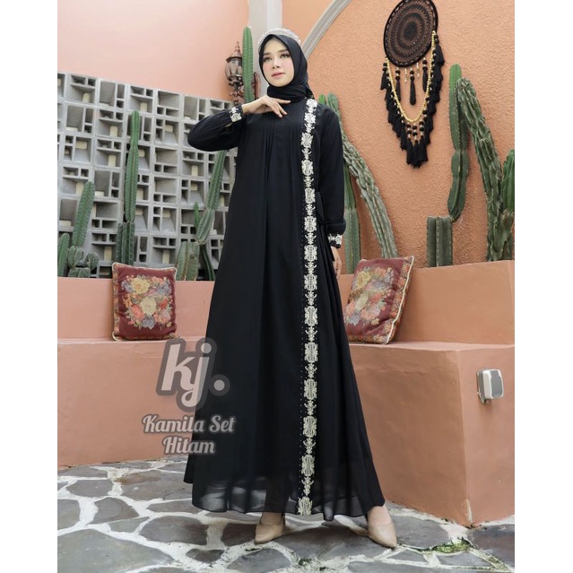 GAMIS BORDIR FADILA SET HIJAB TERBARU MATT CERUTY BABYDOLL // GAMIS MUSLIM WANITA TERLARIS // GAMIS 