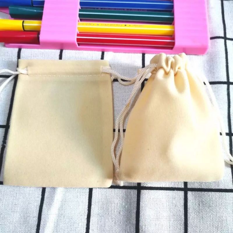 kantong serut drawstring pouch serut bahan beludru bludru halus