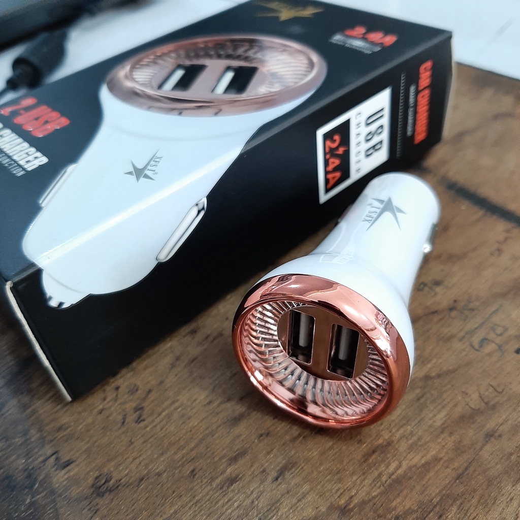 Smart Car Charger 2 USB 2.4A Fast Charger / Saver charger / charger mobil 2 USB fast Chargin