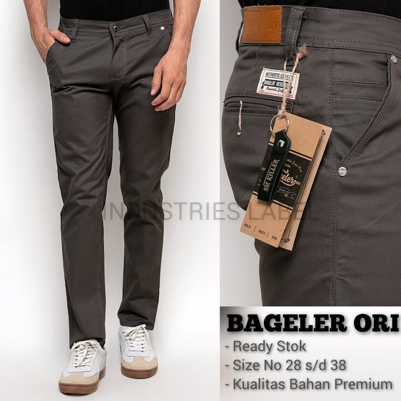 Bageler Chino Panjang Pria Celana Chino panjang slimfit big size celana chino canvas warna cream seri CBS 7R67