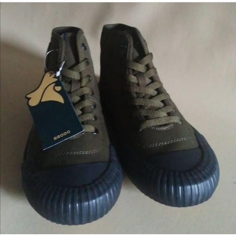 BRODO~Sepatu vulcan Hi Olive Black BS