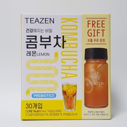 TEAZEN KOMBUCHA - HEALTHY DRINK / Tea Biotics - 30 Sticks + FREE BOTTLE - 100% ORIGINAL KOREA