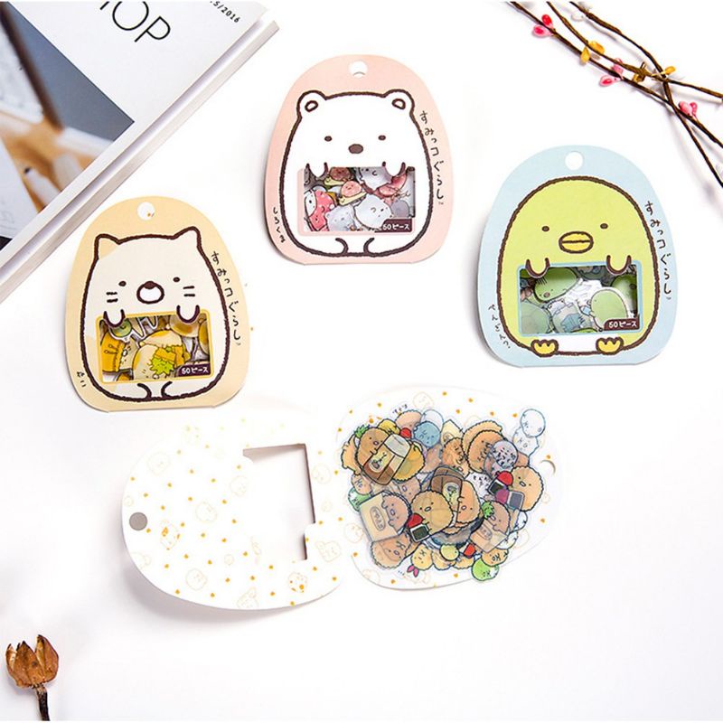 Sticker transparan sumikko gurashi stiker lucu cute scrapbook photobook kpop idol korea