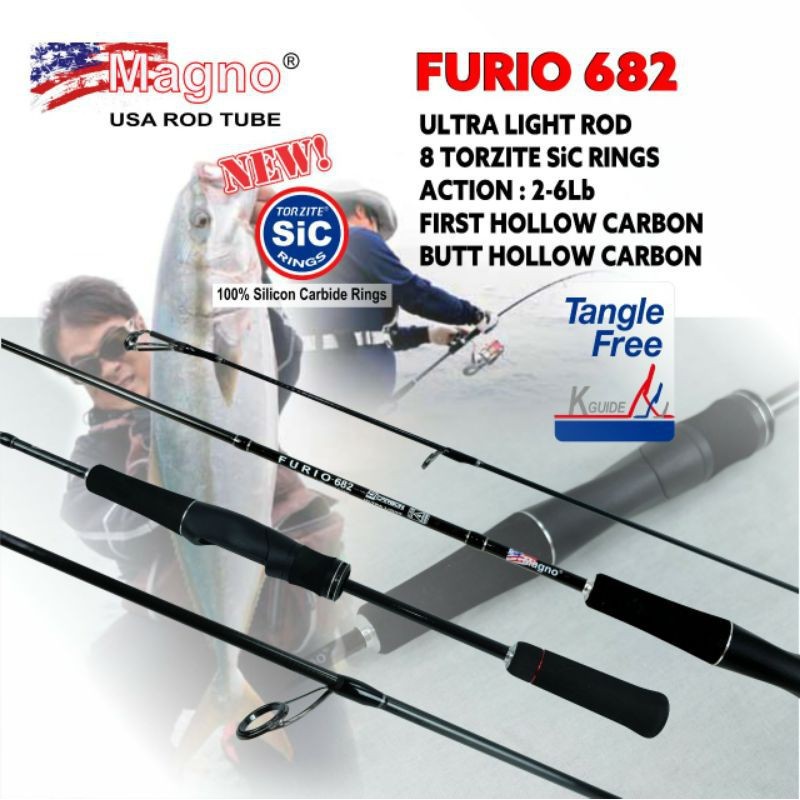 Joran Pancing UL Magno Furio 682 6lb Bahan Carbon Hollow Handle Japan Style