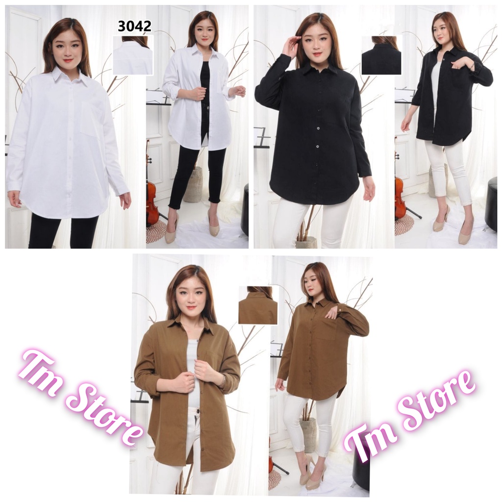 KEMEJA TUNIK POLOS  OVERSIZE BAHAN SHAKILA