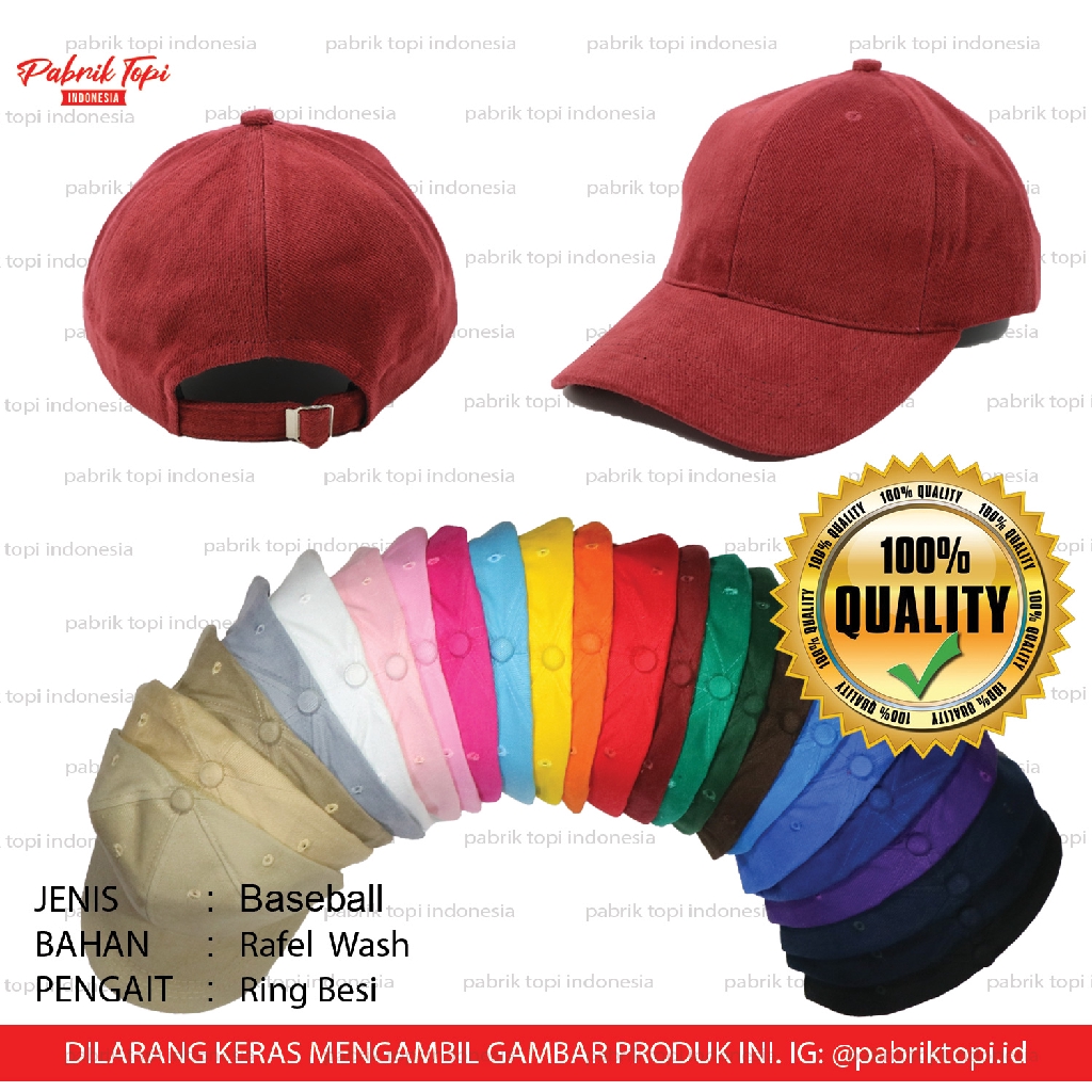 topi polos baseball bahan rafel pengait ring premium 