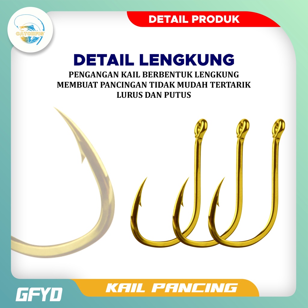 Catchfis - Kail Pancing Gold 25 pcs High Carbon Steel Barbed Fishing Hook Tackle Kail GFYD-3