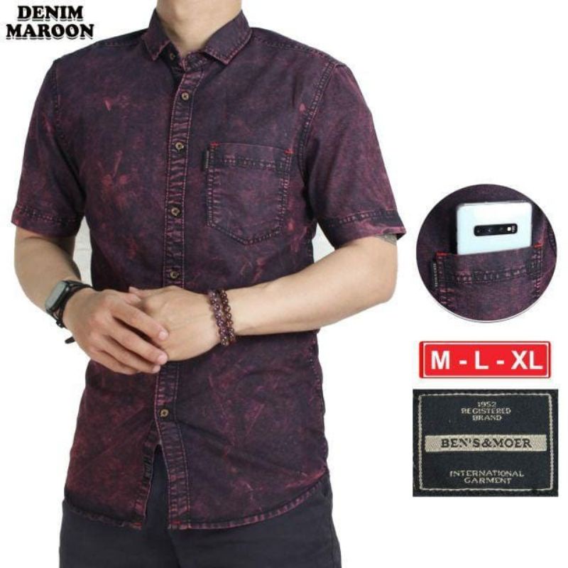 Hot Sale Kemeja Denim Levis Pria Lengan Pendek Ben'S & More