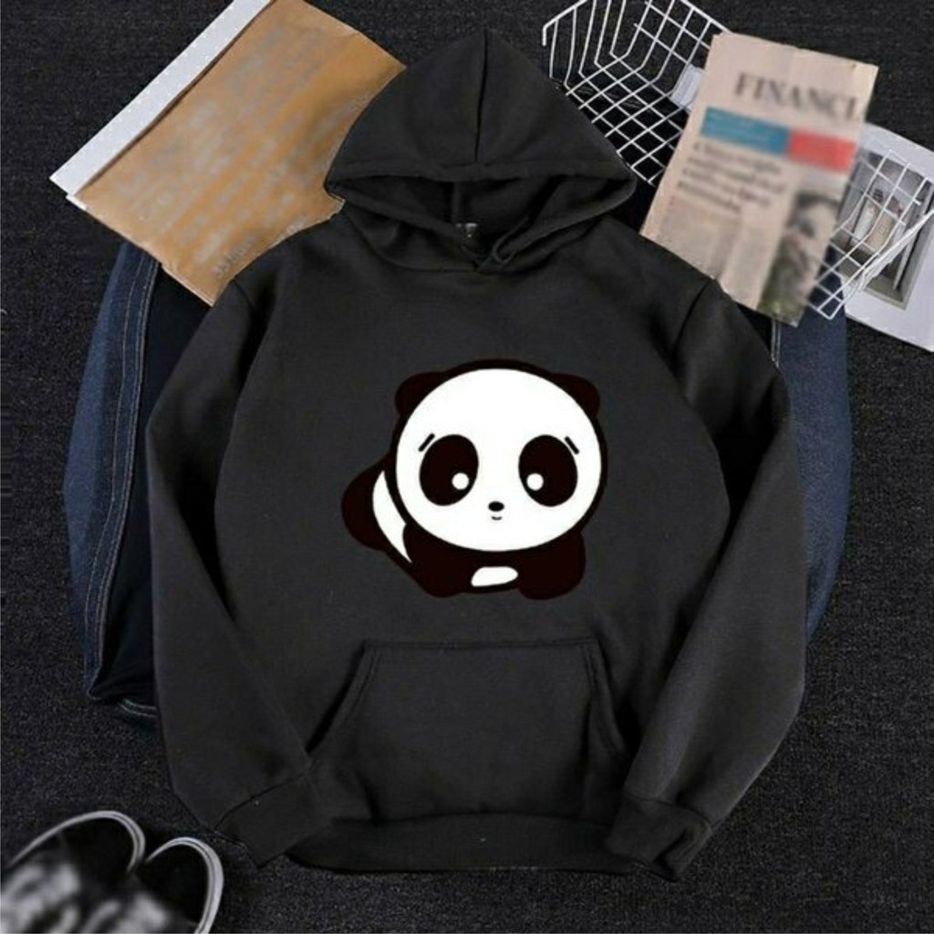 FenishaStore Sweater Hoodie Wanita Kekinian Kantong Depan PANDA BLOK Bisa Bayar Ditempat COD