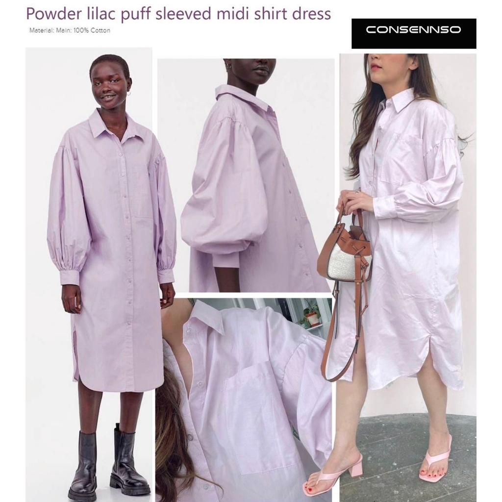 Consenso puff sleeve midi shirt dress ORIGINAL 100%