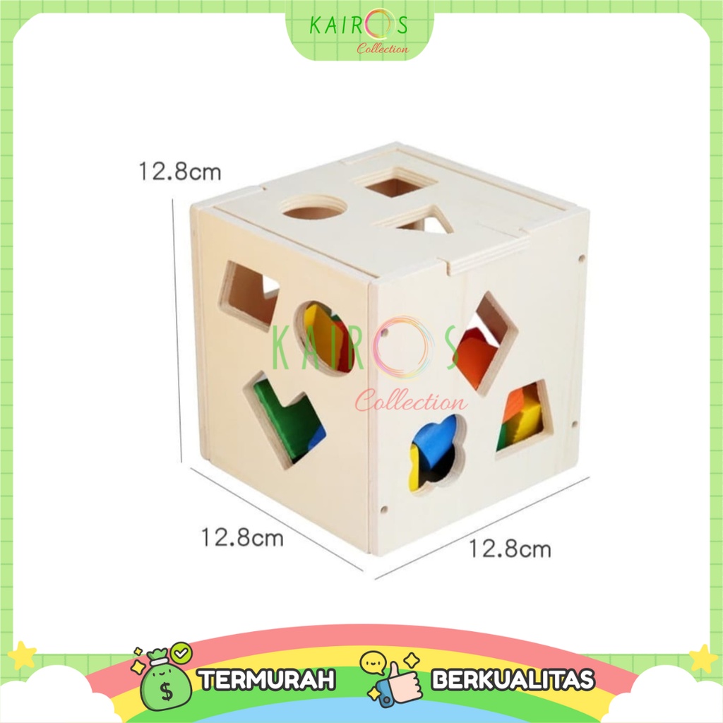 Wooden Shape Intelligence Box Mainan Puzzle Kayu Geometri Anak