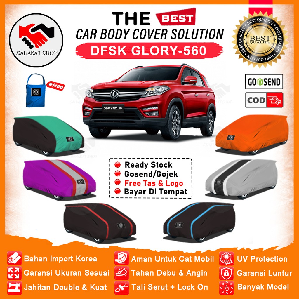 Sahabat Body Cover Mobil Glory 560 / Sarung Tutup Mobil DFSK Glory Outdoor / Selimut Mantel Pelindung Tutup Kerudung Jas Pembungkus Mantol Terpal Kerodong Bungkus Mobil Glory 560 Waterproof Anti Air Model Orange