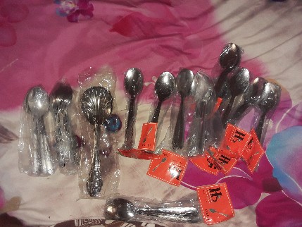 12pcs Sendok Makan Stainless Motif Bunga Mawar