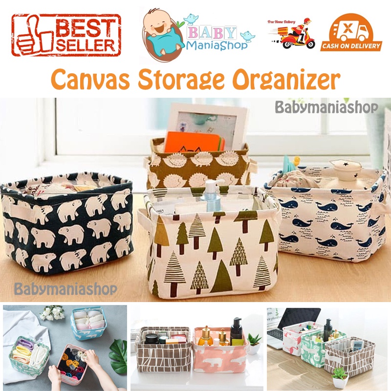Kotak Penyimpanan Serbaguna MOTIF TERLENGKAP Canvas Storage Organizer Kanvas Box Cosmetic