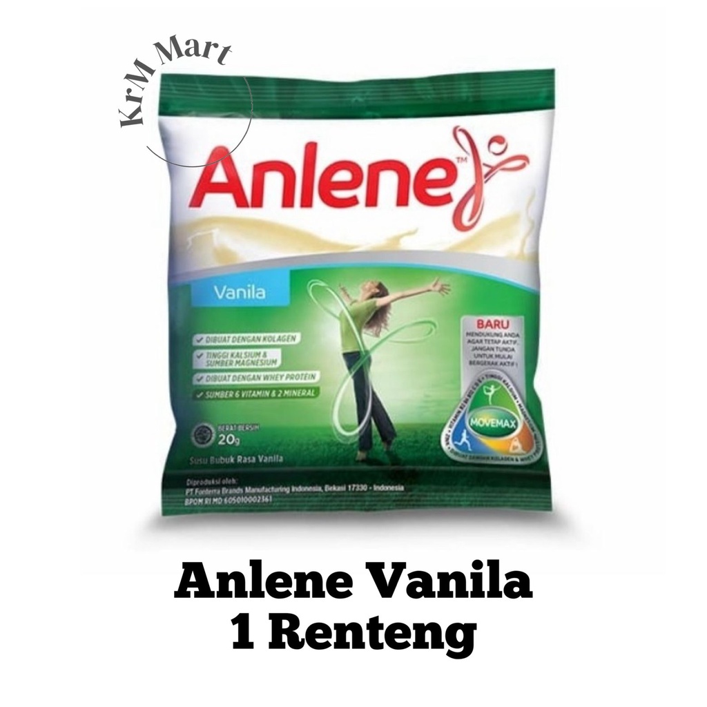 

Anlene Susu Vanila 1 renteng 10 sachet vanilla putih bubuk tulang